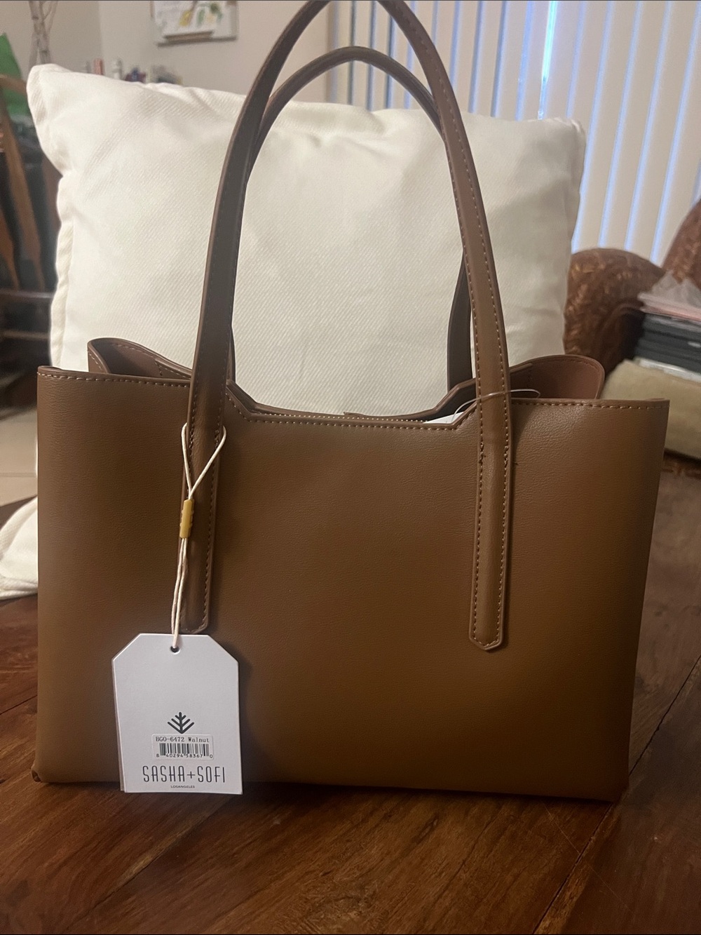 Sasha+ Sofi Walnut Faux Leather Tote Bag